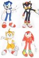 9-Inch Sonic Plush 2009 - Set of 4[Sonic,Shadow,Knuckles,Tails]